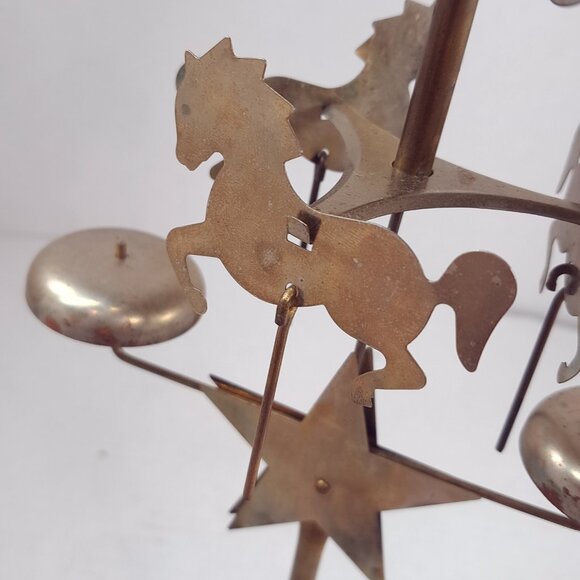 Vintage Swedish Christmas Candle holder brass party Chimes horses star spinner - Picture 12 of 12